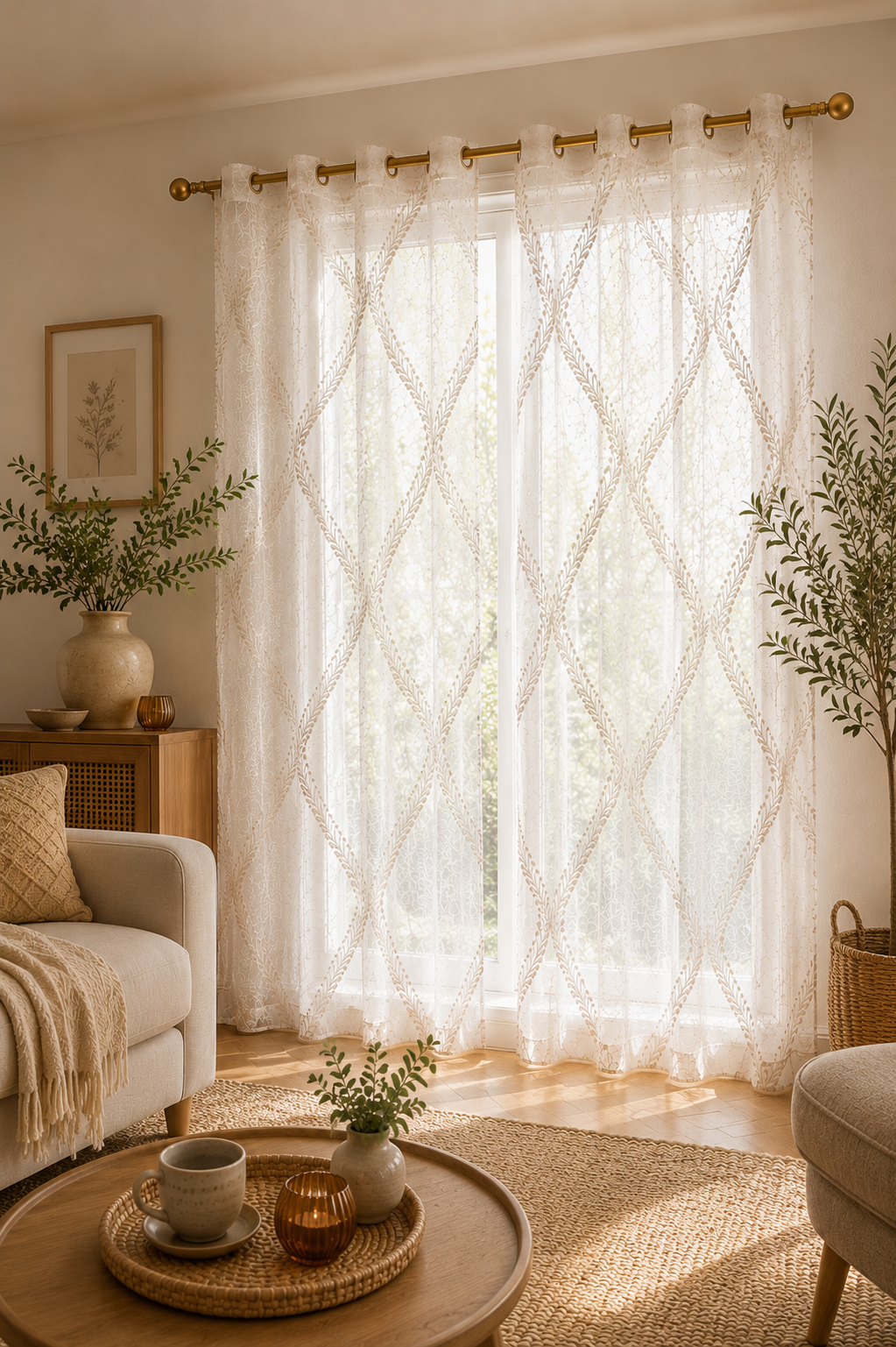 Voilage Brodé Élégant – Léger, Lumineux & Raffiné